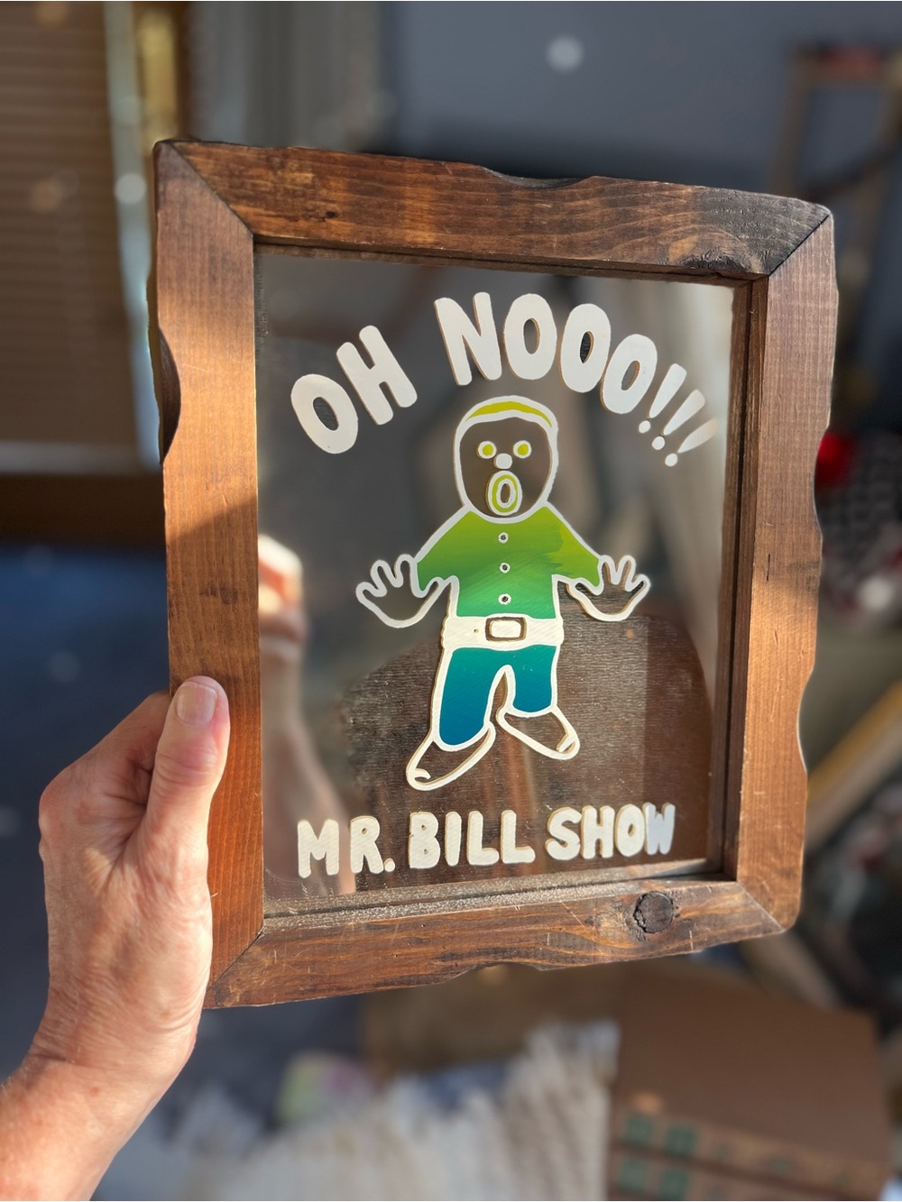 Vintage "Mr. Bill Show" reverse-painted mirror -Very Rare